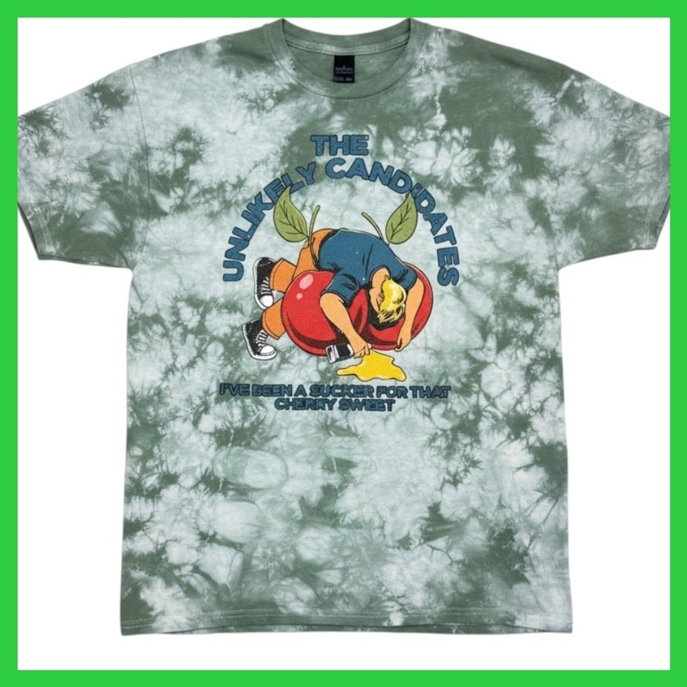 The Unlikely Candidates Cherry Sweet Tie Dye Band Graphic T-Shirt Green Large